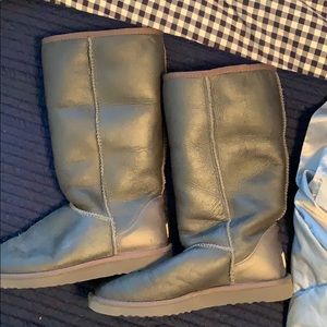 Gun metal metallic tall Ugg’s